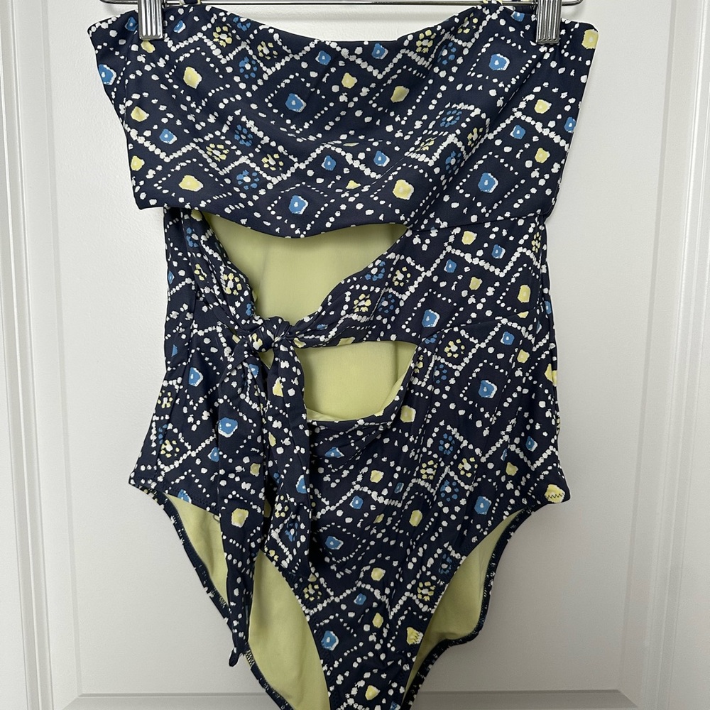 Aerie Navy and Yellow One-Piece Swimsuit